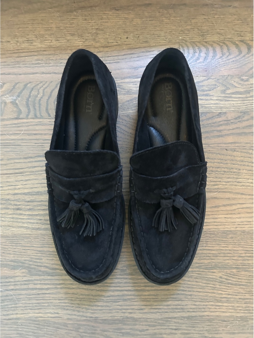 Børn Capri Tassel Platform Loafer in Black Burnished Suede Size 10M